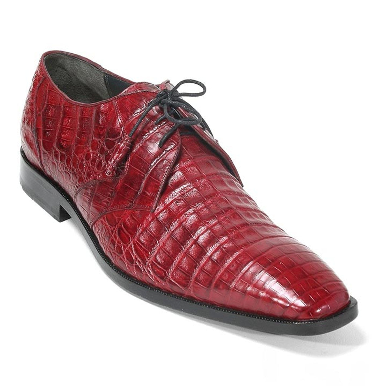 Los Altos Burgundy Crocodile Shoes for Men