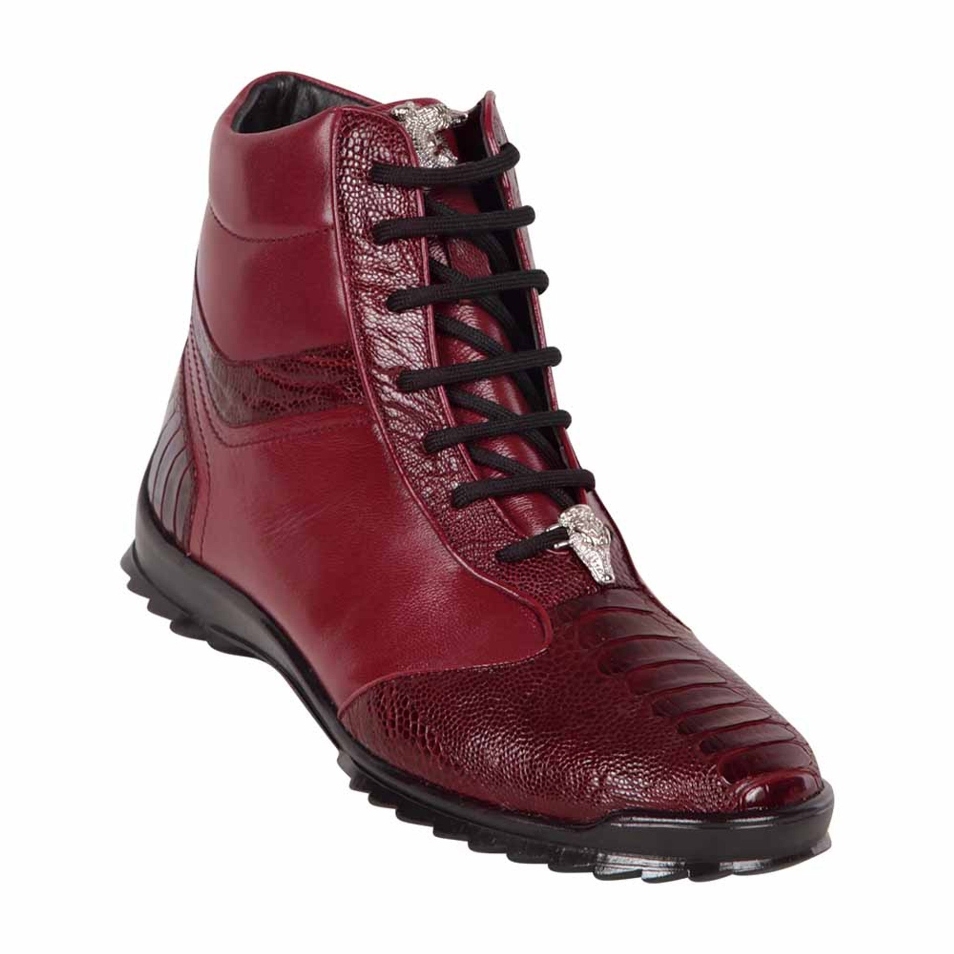 Los Altos Ostrich Leg Burgundy Ankle Boot