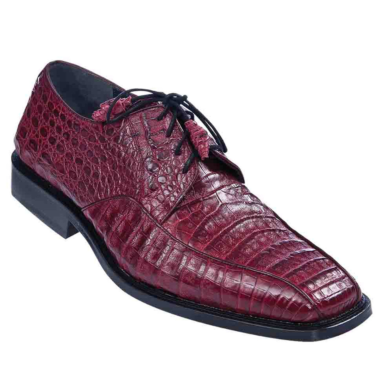 Bicycle Toe Burgundy Caiman Lace-Up Shoes