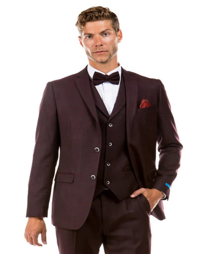 1920s Burgundy Tweed Vested Suit