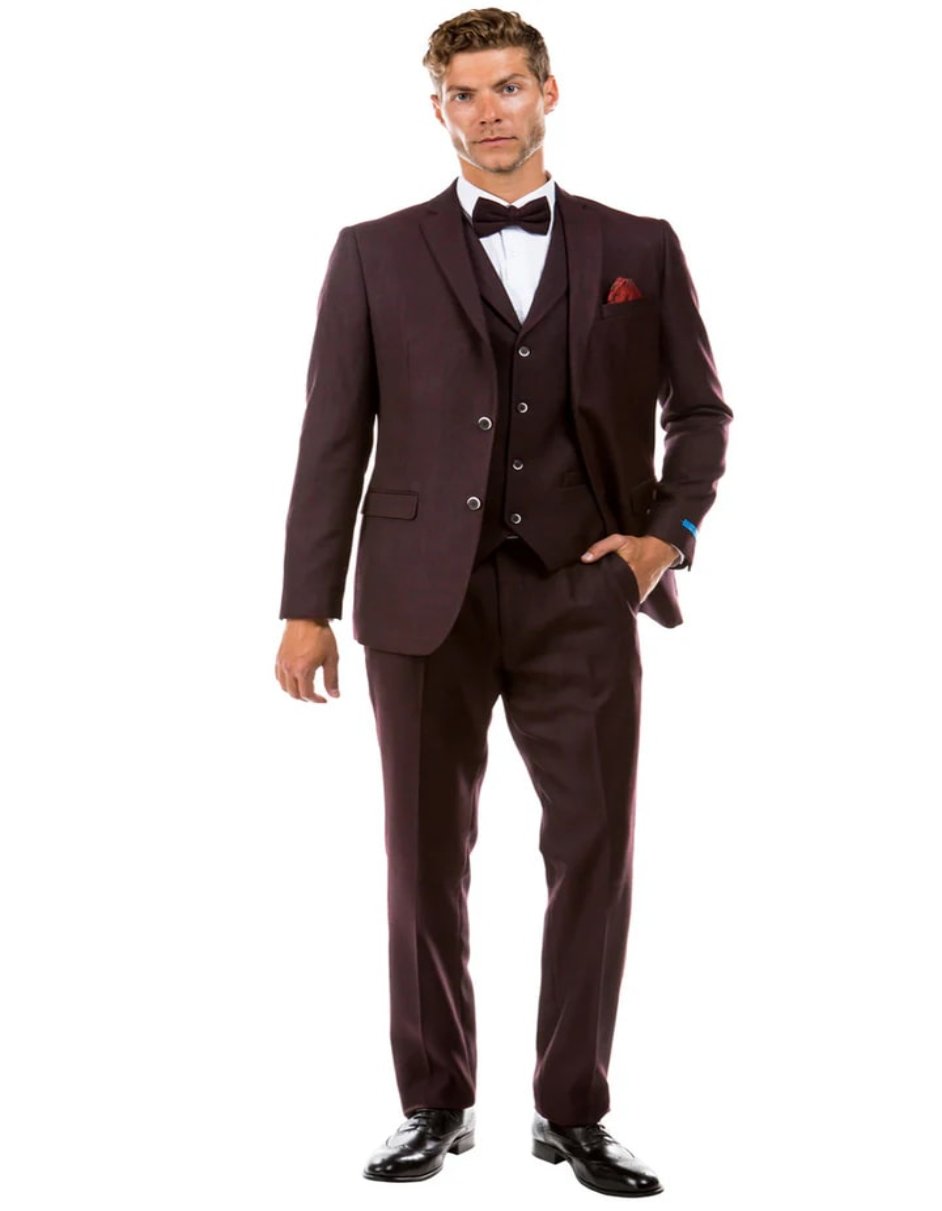 1920s Burgundy Tweed Vested Suit