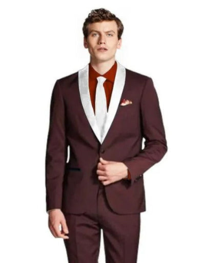 Burgundy Shawl Lapel Tuxedo for Men