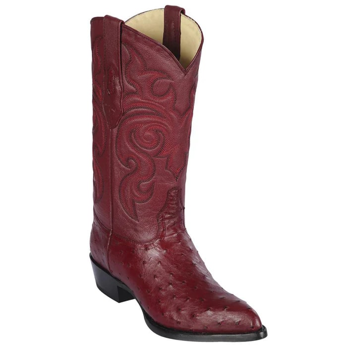 Burgundy J-Toe Ostrich Boots by Los Altos