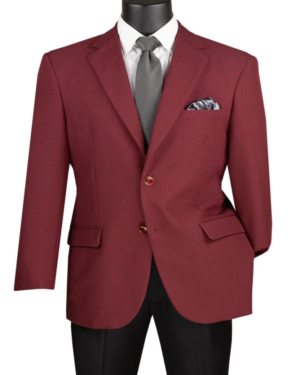 Classic Fit Burgundy Club Sport Coat Blazer