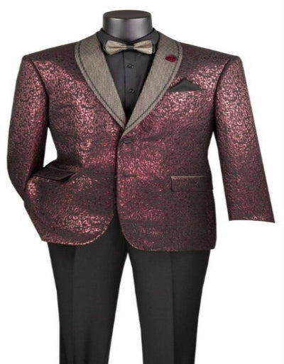 Burgundy Paisley Floral Tuxedo for Formal Events