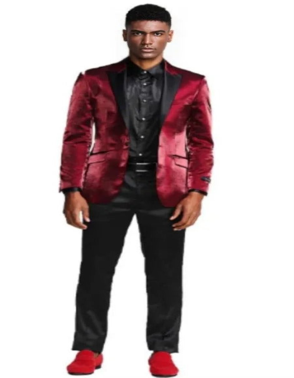 Burgundy Tuxedo with Black Pants and Bowtie