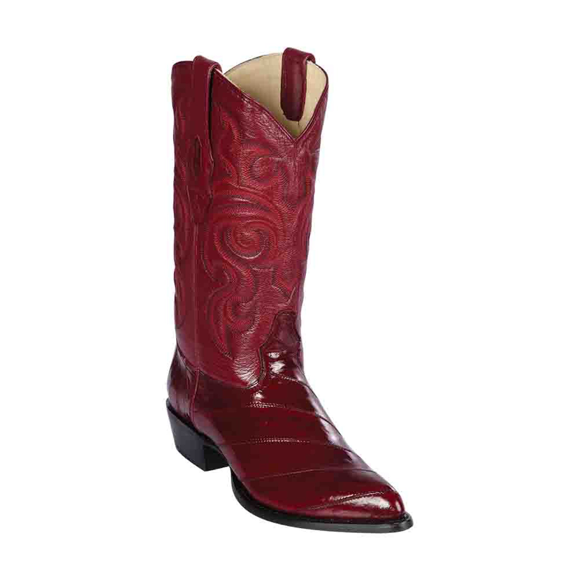 Men’s Burgundy Eel Skin J-Toe Boots by Los Altos