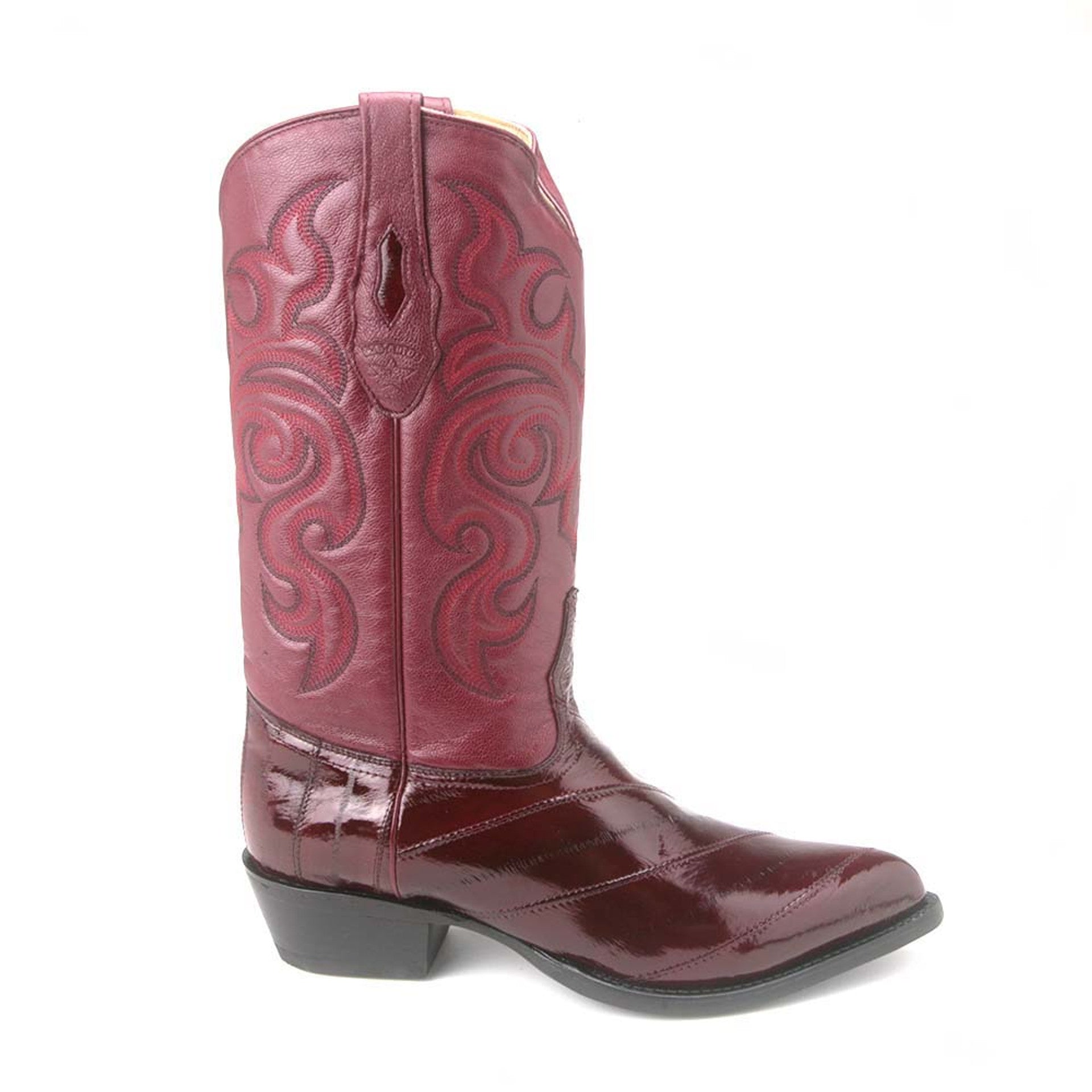 Men’s Burgundy Eel Skin J-Toe Boots by Los Altos