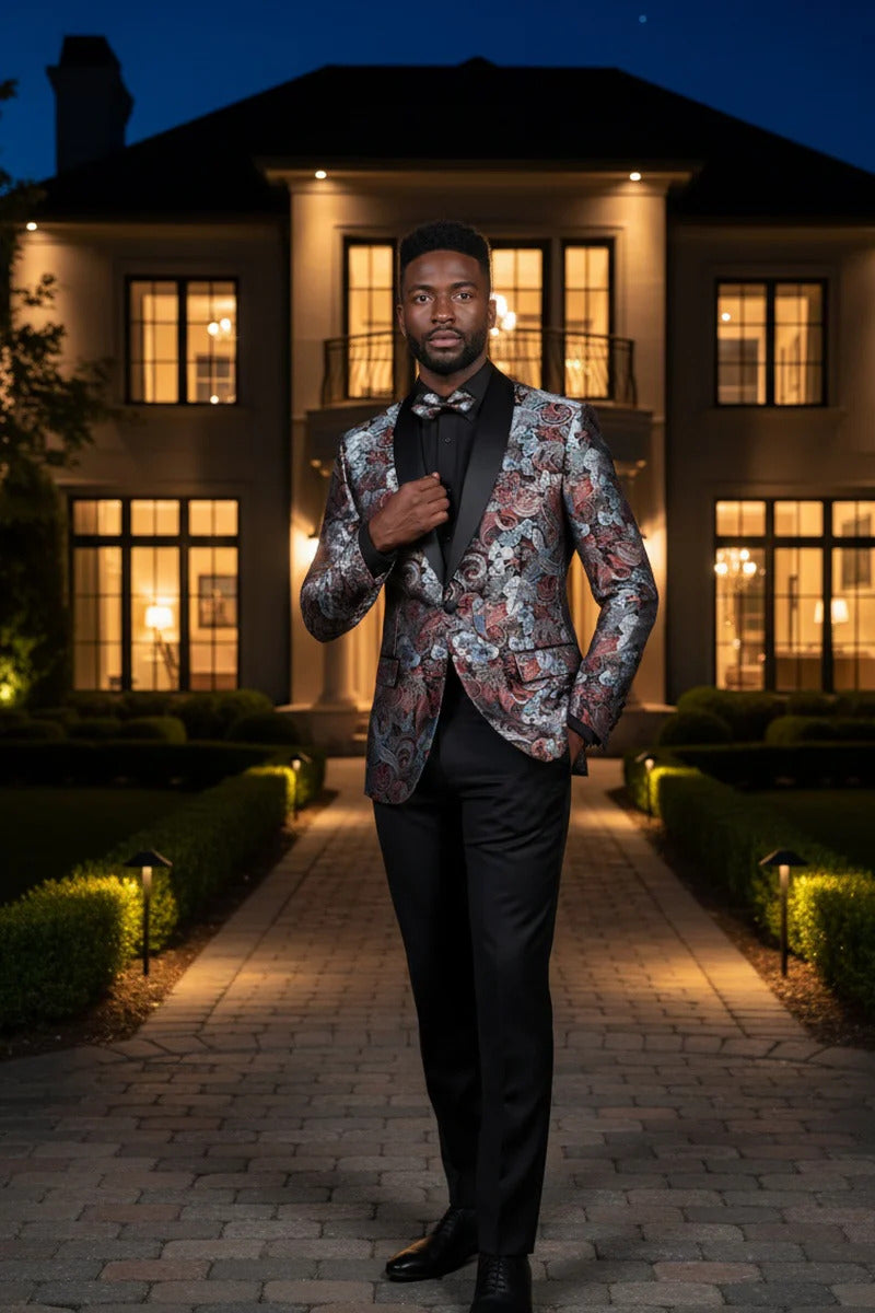 Burgundy Tuxedo Jacket