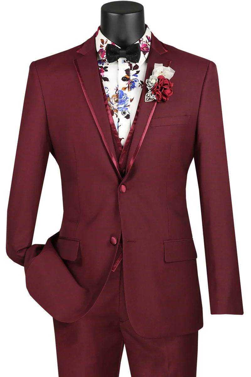 Burgundy Vinci 2-Button Notch Tuxedo