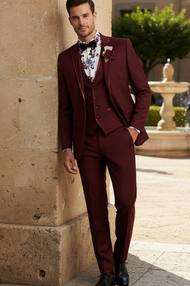Burgundy Vinci 2-Button Notch Tuxedo