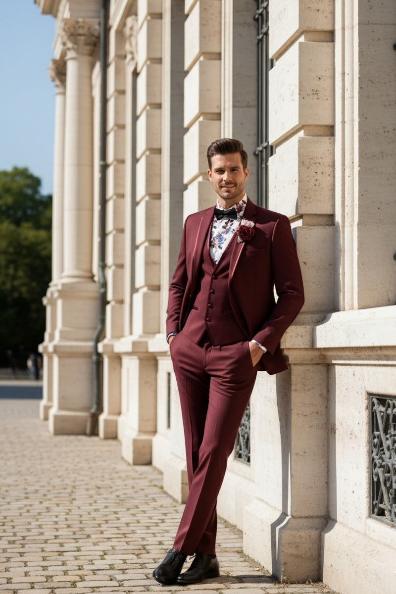 Burgundy Vinci 2-Button Notch Tuxedo