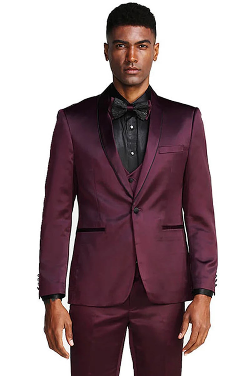 Burgundy Prom & Wedding Slim Fit Tuxedo Suit