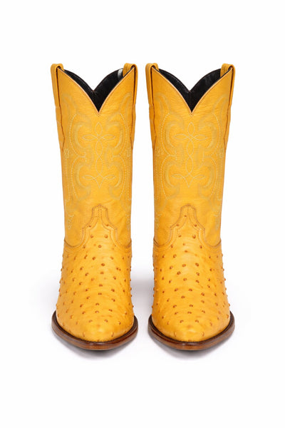 Buttercup Ostrich Print Boots Pointed Toe