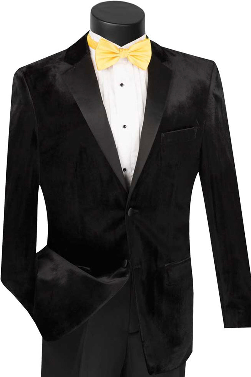 Men's Modern Notch Black Velvet Tuxedo