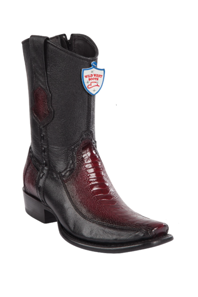 Wild West Ostrich Leg Boots Dubai Toe Burgundy