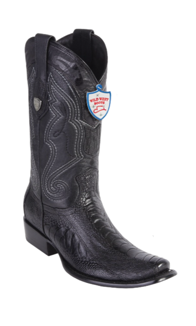Wild West Ostrich Leg Boots Dubai Toe Black