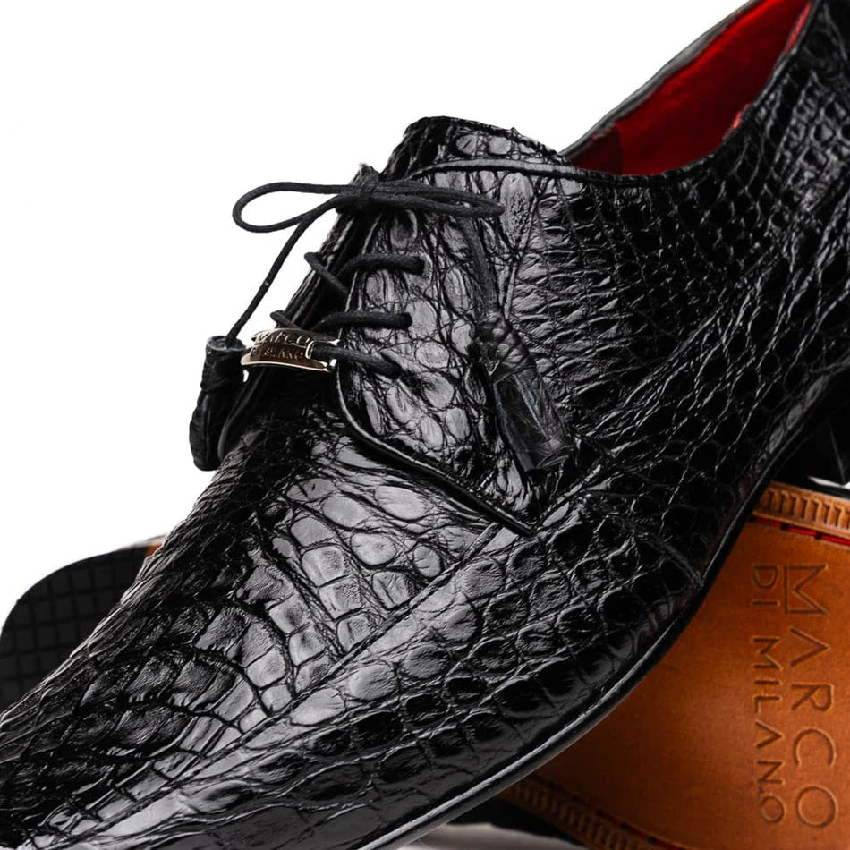 Marco Di Milano Leonardo Black Caiman Derby Oxfords