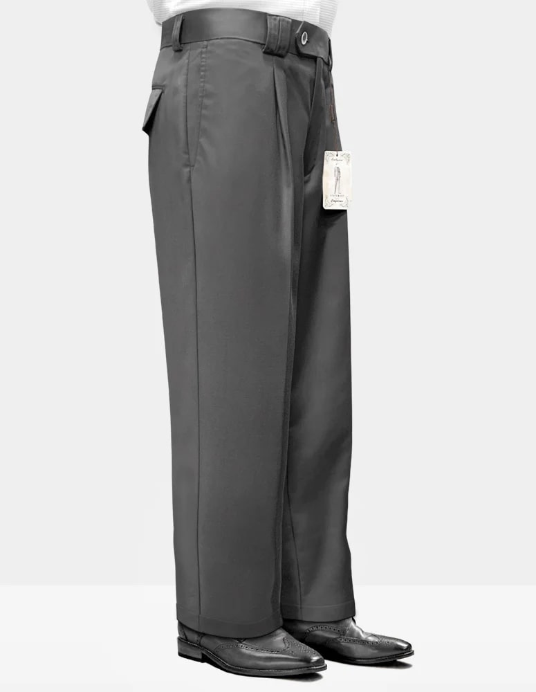Solid Color Wide Leg Charcoal Pants