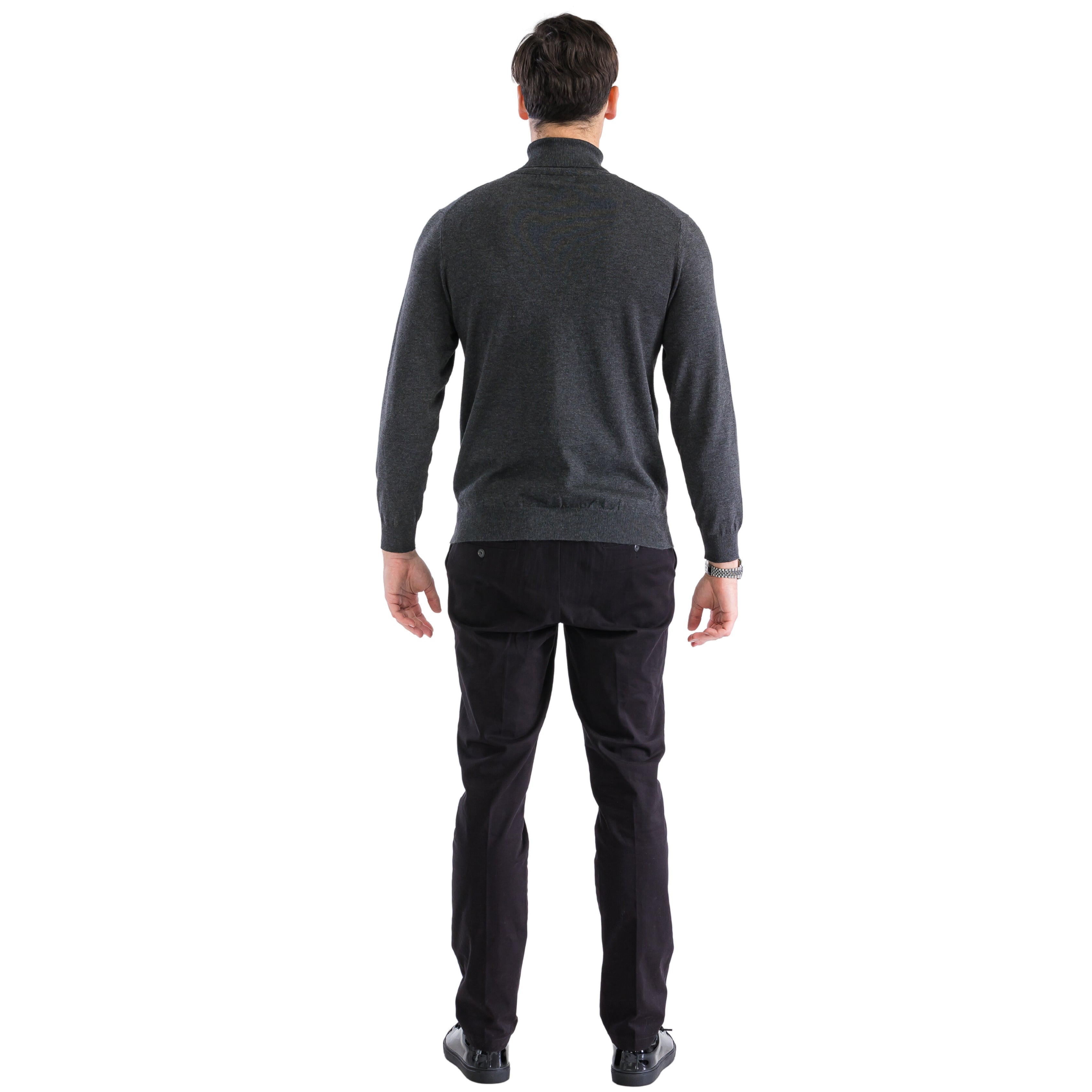 Charcoal Pullover Turtleneck Sweater for Men