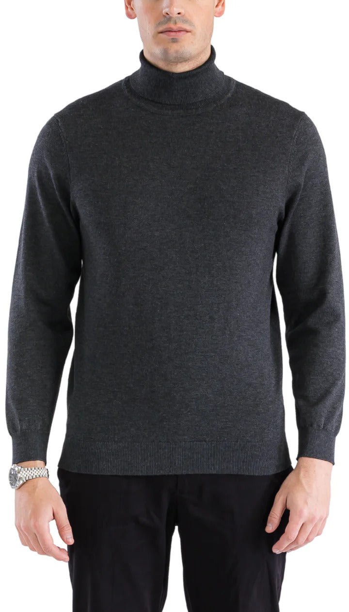 Charcoal Pullover Turtleneck Sweater for Men
