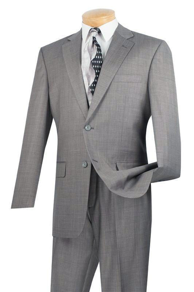 Modern Fit Textured Weave Suit, 2 Button Grey