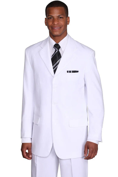 Classic 3 Button White Poplin Suit
