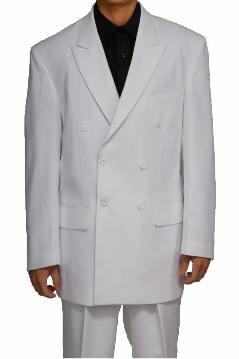 Men’s White Double Breasted Classic Poplin Suit