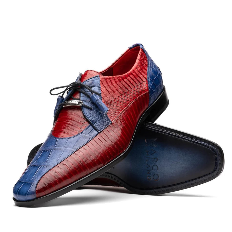 Moncalieri Navy & Red Alligator & Cobra Derby Oxfords