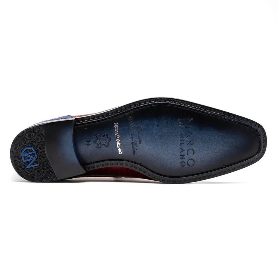 Moncalieri Navy & Red Alligator & Cobra Derby Oxfords