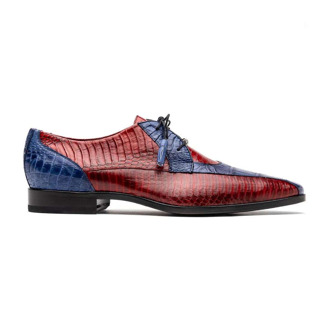 Moncalieri Navy & Red Alligator & Cobra Derby Oxfords