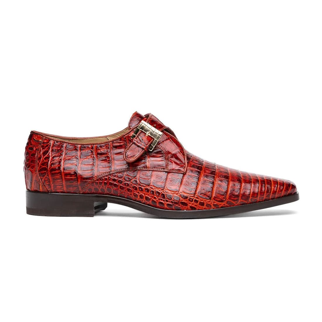 Rovigo Rustic Cognac Caiman Monk Strap Loafers