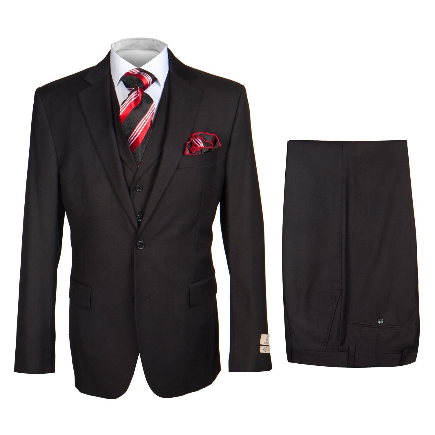 ROSSI MAN 3 PIECE SUIT CYRUS RM101 Black Wool