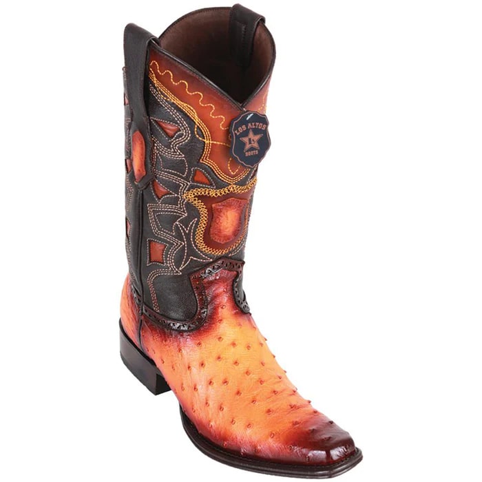 Los Altos Boots Yellow Gold - Mens Dress Cowboy Boot - Low Priced Buttercup Ostrich Boots - European Toe- in Faded Buttercup