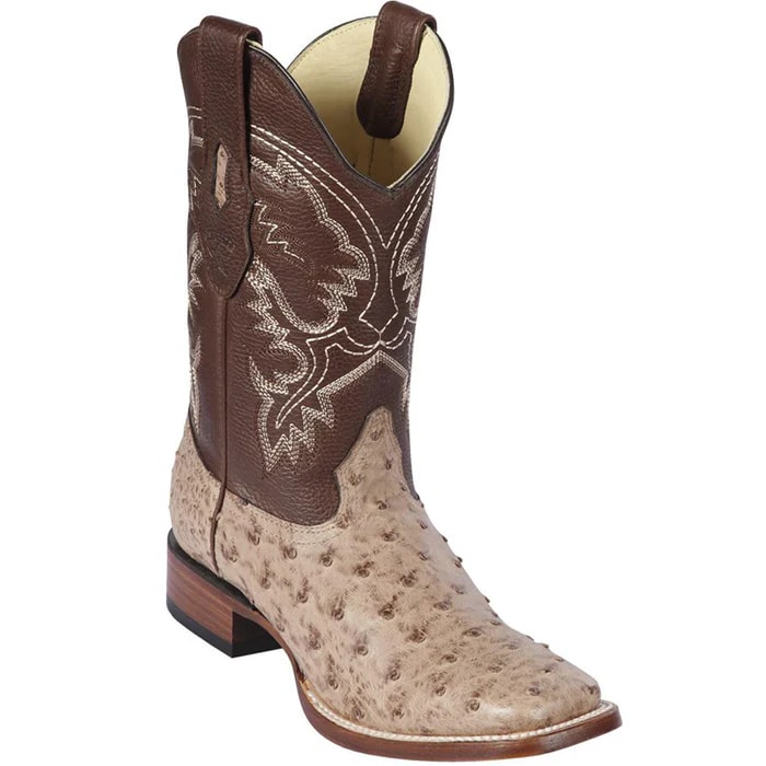 Moka Ostrich Square Toe Cowboy Boots for Men