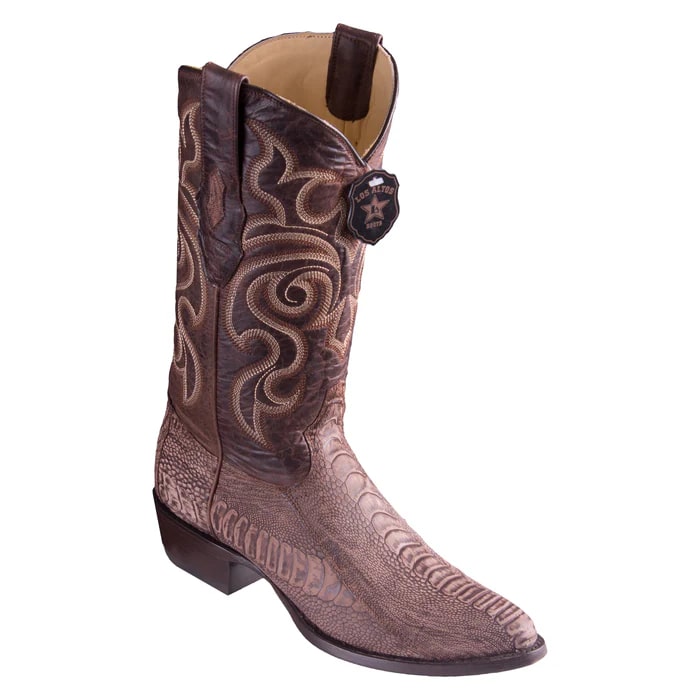 Sanded Brown Ostrich Leg Mens Cowboy Boot