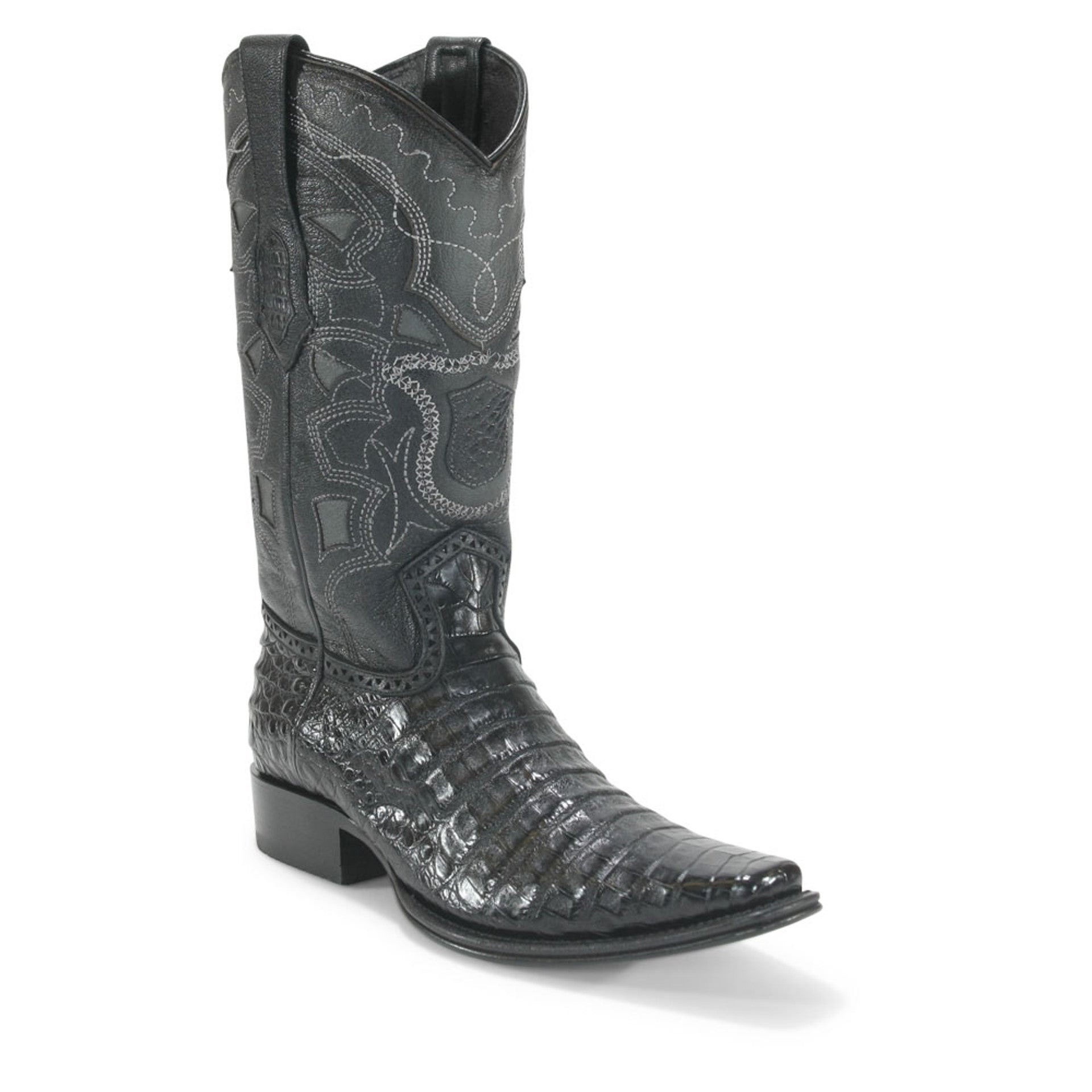 Los Altos Black Caiman Square Toe Boots