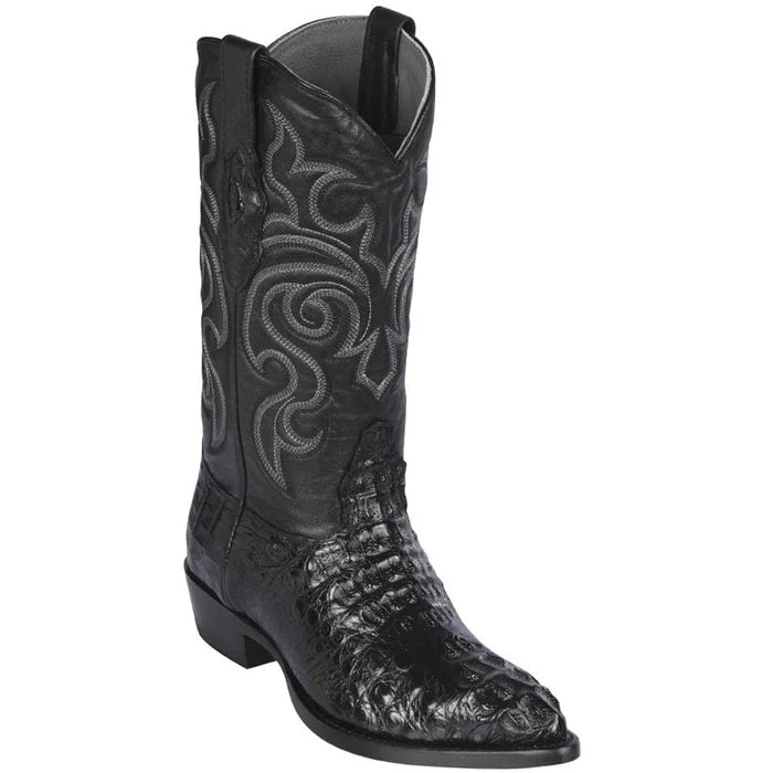 Caiman Hornback J-Toe Black Western Boots