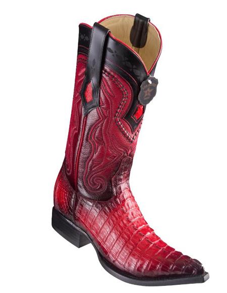 Los Altos Boots Caiman Tail Red Pointed Toe Cowboy Boots