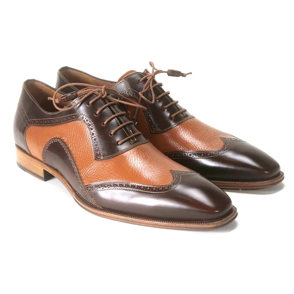 Mezlan Camel Deer Skin Wingtip Oxfords