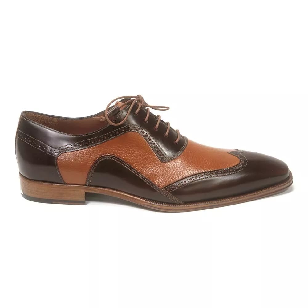 Mezlan Camel Deer Skin Wingtip Oxfords