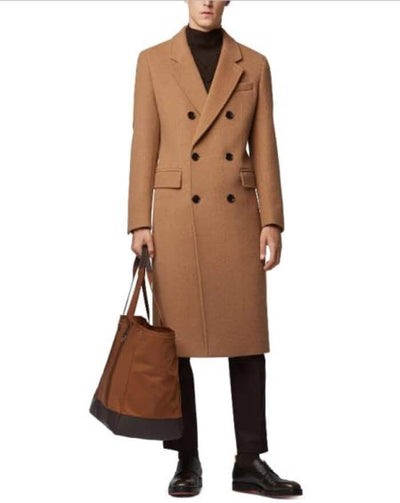 Slim Double-Breasted Cashmere Long Topcoat