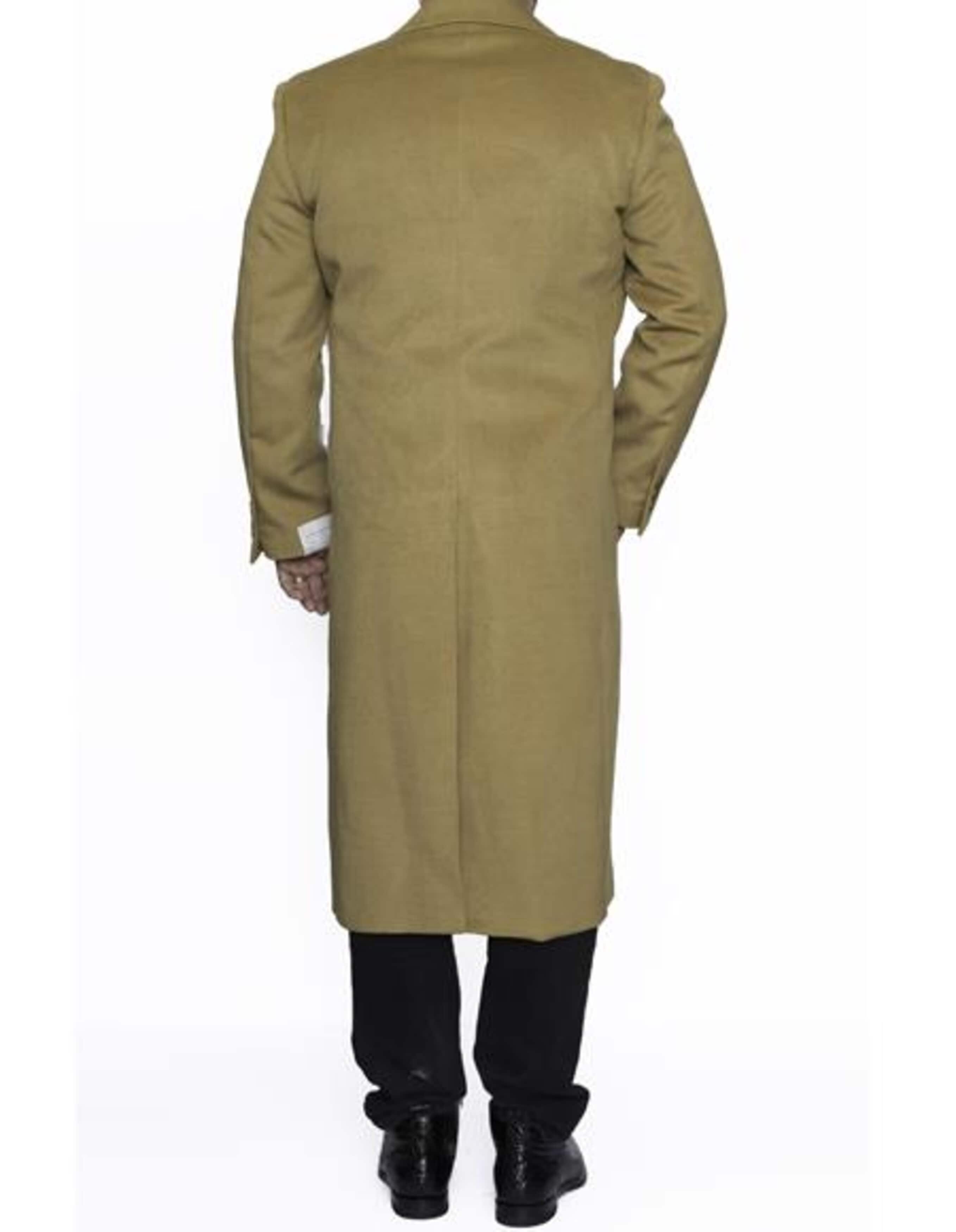 Camel Full Length Wool Dress Overcoat - 3 Button