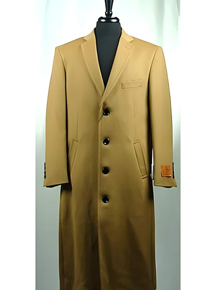 4-Button Wool Blend Camel Bravo Top Overcoat