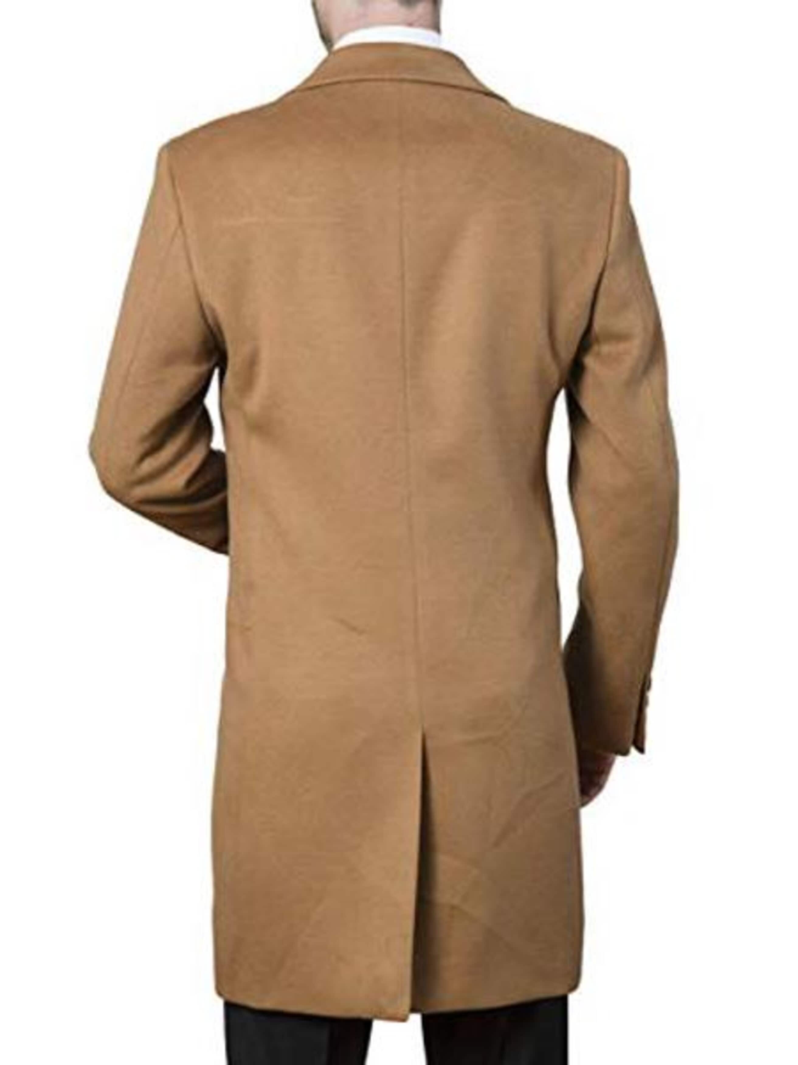 Camel Modern Fit Long Dress Topcoat for Men