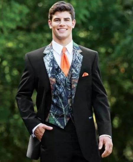 Notch Lapel Camouflage Tuxedo for Modern Occasions
