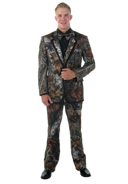 Notch Lapel Camouflage Tuxedo for Modern Occasions