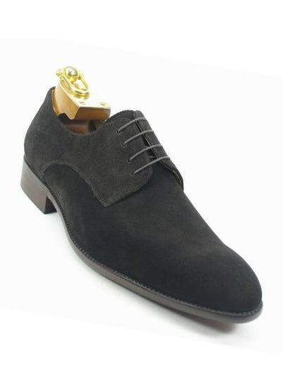 Men's Cap Toe Laceup Style Suede Fashionable Carrucci Shoes Dark Brown