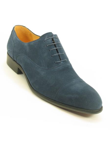 Men's Fashionable Carrucci Cap Toe Denim Laceup Style Suede Shoes