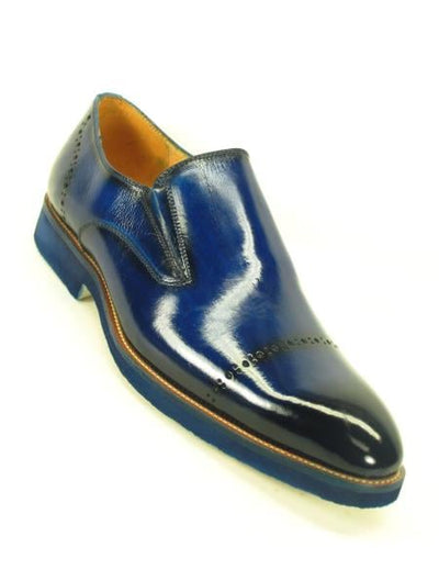 Carrucci Men's Match Bottom Edge Slip On Cap Toe Style Cobalt Stylish Dress Loafer Shoe